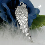 Hængende 37x12mm vinge Diamant Rhodium belagt Sølv 925