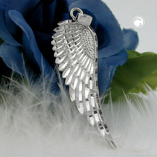Hængende 37x12mm vinge Diamant Rhodium belagt Sølv 925