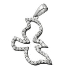 Hængende 19x14mm fugl med zirkoniaer rhodiumbelagt sølv 925