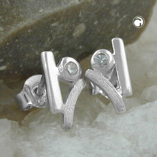 Ørestikker 10x5,5mm zirkonia-matteskinnende sølv 925