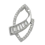 Vedhæng 29x18mm Lot Kubiske zirkoniaer Skinnende rhodium belagt sølv 925