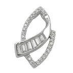 Vedhæng 29x18mm Lot Kubiske zirkoniaer Skinnende rhodium belagt sølv 925