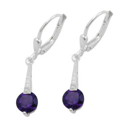 Leverback øreringe Øreringe 29x5mm syntetisk ametyst med Cubic Zirconia Sølv 925