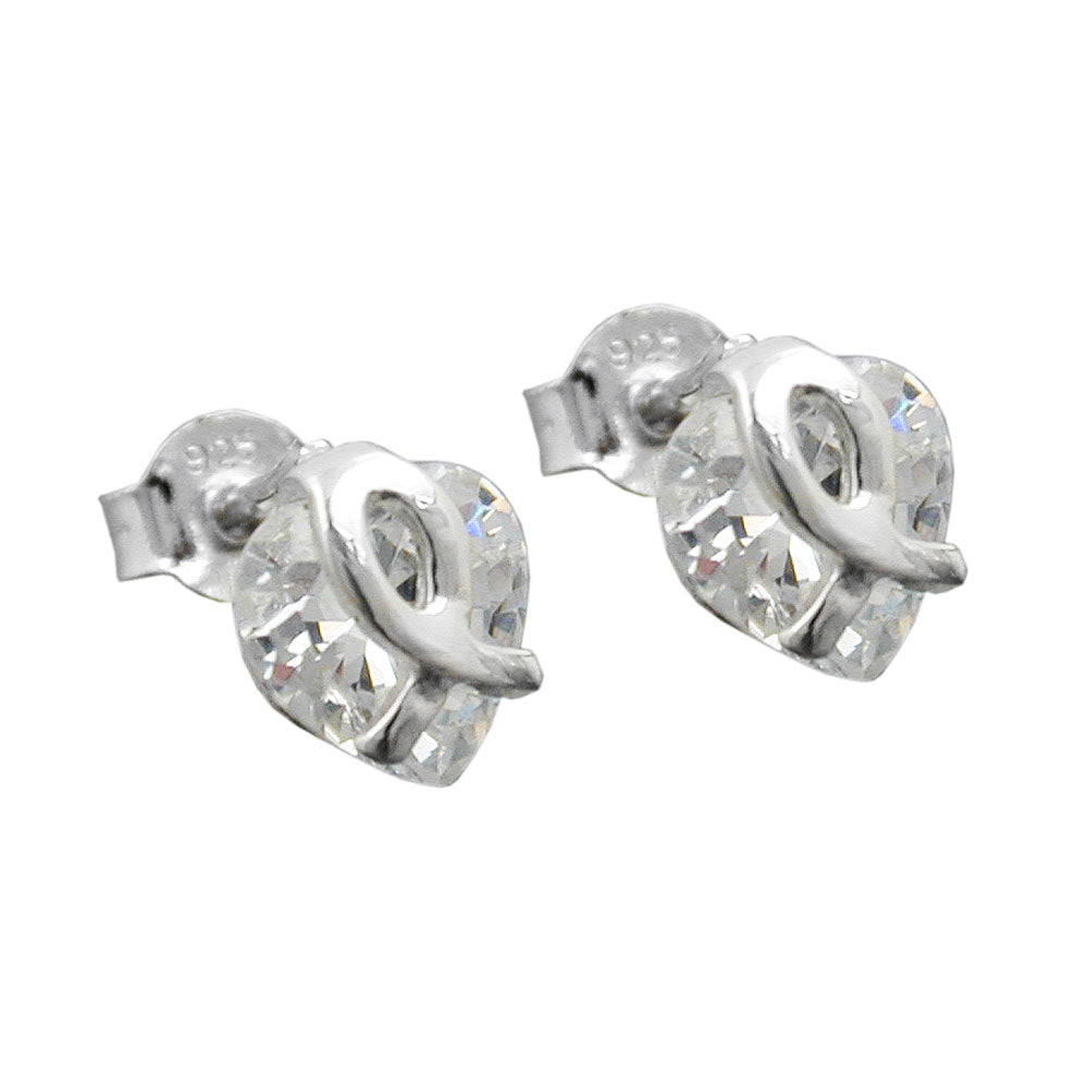 Ørestikker-ørering 7,5x7mm hjerte lavet af zirkonia sølv 925