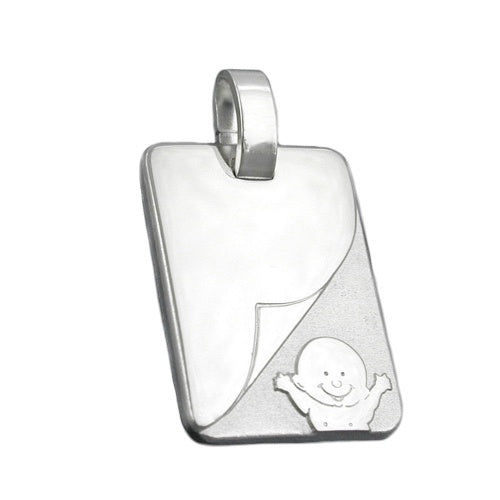 Vedhæng 19x14mm graveringsplade med Baby Matt Blanky Silver 925
