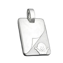 Vedhæng 19x14mm graveringsplade med Baby Matt Blanky Silver 925