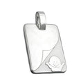 Vedhæng 19x14mm graveringsplade med Baby Matt Blanky Silver 925