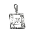 Pendel 12x12mm romersk mønster med zirkoniaer rhodiumbelagt sølv 925
