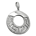 Vedhæng 20mm rund med zirkoniaer skinnende rhodiumbelagt sølv 925