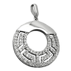 Vedhæng 20mm rund med zirkoniaer skinnende rhodiumbelagt sølv 925