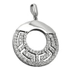 Vedhæng 20mm rund med zirkoniaer skinnende rhodiumbelagt sølv 925