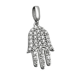 Vedhæng 15x10mm symbolhånd med kubiske zirkonier sølv 925