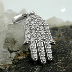 Vedhæng 15x10mm symbolhånd med kubiske zirkonier sølv 925