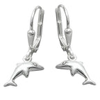 Leverback øreringe Øreringe 25x7mm Dolphin Højre-Venstre Skinnende Sølv 925