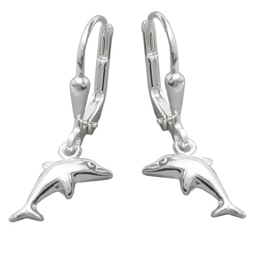 Leverback øreringe Øreringe 25x7mm Dolphin Højre-Venstre Skinnende Sølv 925