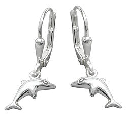 Leverback øreringe Øreringe 25x7mm Dolphin Højre-Venstre Skinnende Sølv 925