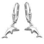 Leverback øreringe Øreringe 25x7mm Dolphin Højre-Venstre Skinnende Sølv 925
