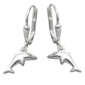Leverback øreringe Øreringe 25x7mm Dolphin Højre-Venstre Skinnende Sølv 925