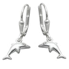 Leverback øreringe Øreringe 25x7mm Dolphin Højre-Venstre Skinnende Sølv 925