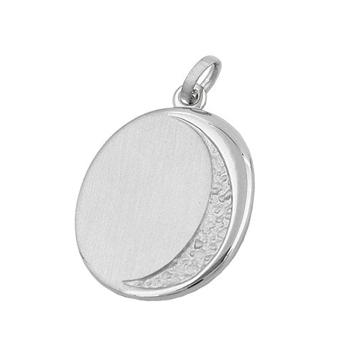 Hængende 27x20mm Graveringsplade oval mat blank rhodiumbelagt sølv 925