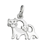 Vedhæng 12x13mm Par katte Matt Shiny Rhodium belagt sølv 925