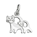Vedhæng 12x13mm Par katte Matt Shiny Rhodium belagt sølv 925