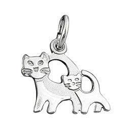 Vedhæng 12x13mm Par katte Matt Shiny Rhodium belagt sølv 925