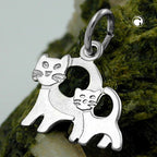 Vedhæng 12x13mm Par katte Matt Shiny Rhodium belagt sølv 925