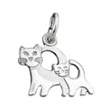 Vedhæng 12x13mm Par katte Matt Shiny Rhodium belagt sølv 925