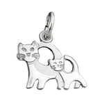 Vedhæng 12x13mm Par katte Matt Shiny Rhodium belagt sølv 925