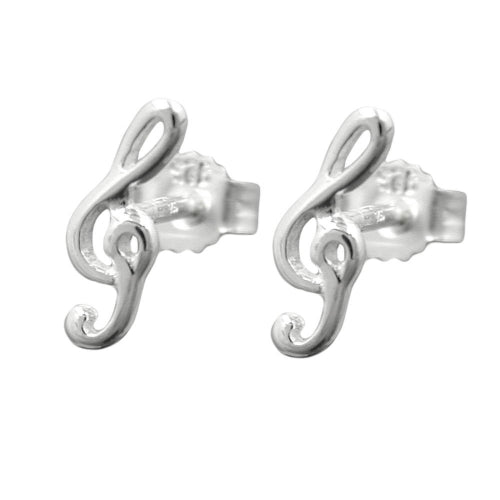 Ørestikker 9x3mm musiknøgle sølv 925