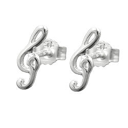 Ørestikker 9x3mm musiknøgle sølv 925