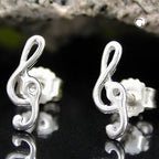 Ørestikker 9x3mm musiknøgle sølv 925