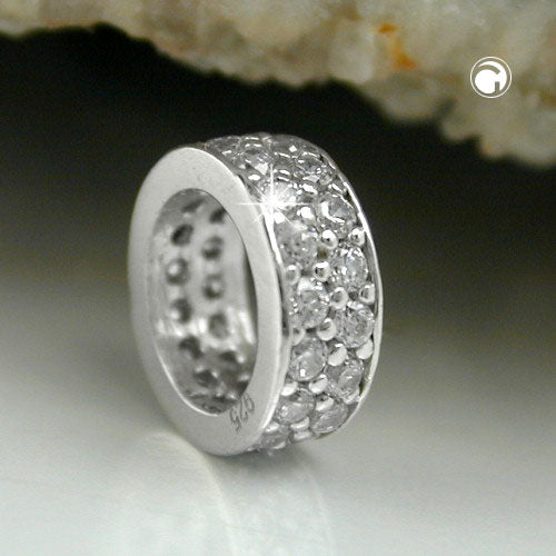 Hængende 9x3mm dåbsring zirkonia rhodiumbelagt sølv 925