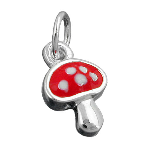 Vedhæng 12x8mm Toadstool rød-hvid lakeret sølv 925