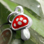 Vedhæng 12x8mm Toadstool rød-hvid lakeret sølv 925