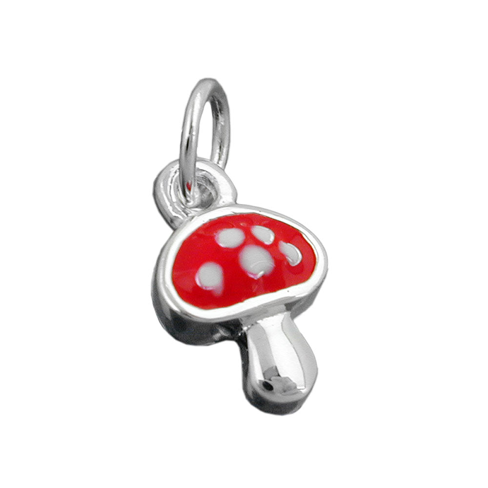 Vedhæng 12x8mm Toadstool rød-hvid lakeret sølv 925