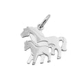 Hængende 13x14mm føl med hoppe mat skinnende rhodiumbelagt sølv 925