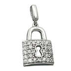 Pendlerlås 13x10mm dørlås med zirkoniaer skinnende rhodiumbelagt sølv 925