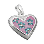 Vedhæng 19x19mm Pink Heart med Cubic Zirconias Sølv 925