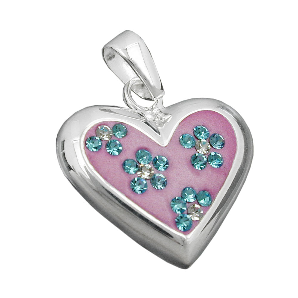 Vedhæng 19x19mm Pink Heart med Cubic Zirconias Sølv 925