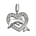 Vedhæng 14x15mm hjerte med delfinrhodium belagt sølv 925