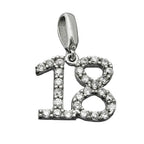Vedhæng 10x11mm nummer 18 Rhodiumbelagt sølv 925