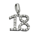 Vedhæng 10x11mm nummer 18 Rhodiumbelagt sølv 925