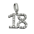 Vedhæng 10x11mm nummer 18 Rhodiumbelagt sølv 925