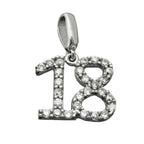 Vedhæng 10x11mm nummer 18 Rhodiumbelagt sølv 925
