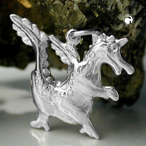Vedhæng 20x17mm Dragon Shiny Silver 925
