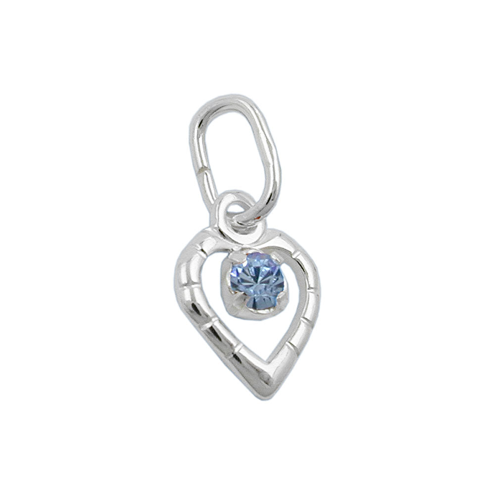 Pendel 8x6mm Hjerte med Glassten Lyseblå Sølv 925