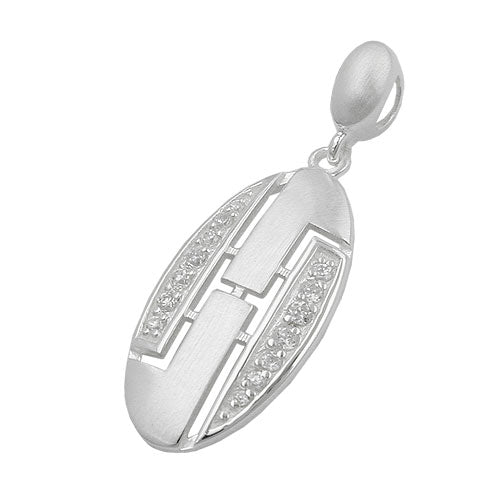 Vedhæng 26x12mm Cubic Zirconia Hvid Frostet Sølv 925