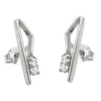 Øreørering 17x5 mm med 2 kubiske zirkonia, hver hvid, skinnende sølv 925